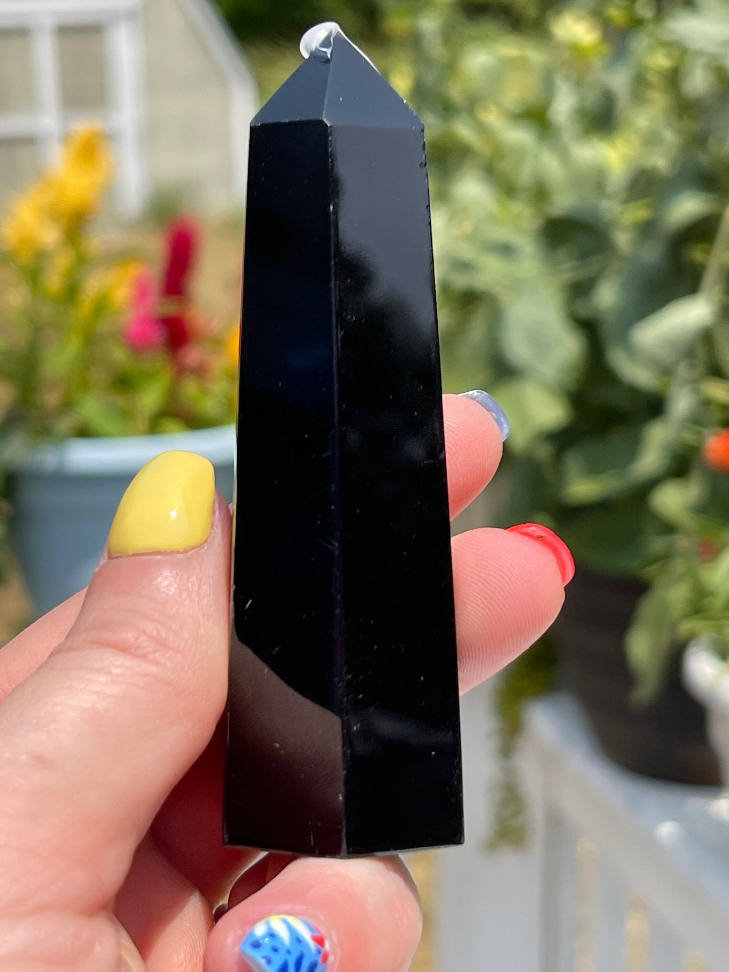 Obsidian Obelisk Tower: Reiki Healing Crystal Decor (3.6in)