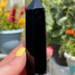 Natural Obsidian Obelisk Tower: Reiki Healing Crystal Decor