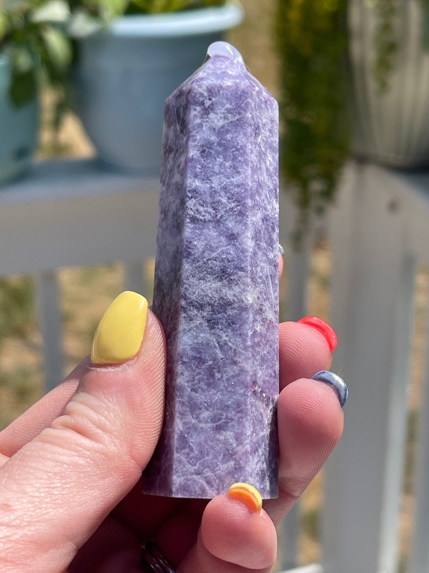 Purple Lepidolite Crystal Tower: Mica Point, Witchy Decor