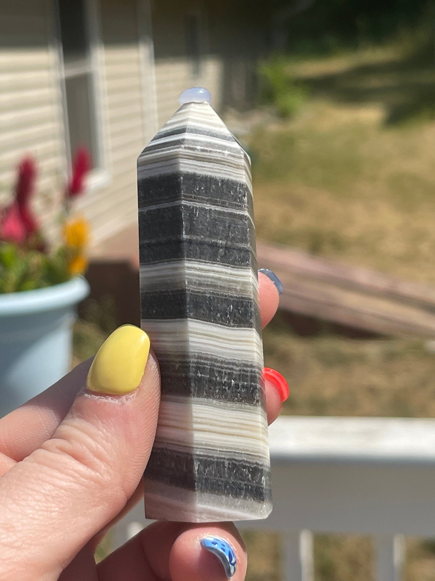 Zebra Calcite Tower: Stone of Motivation, Chakra Healing