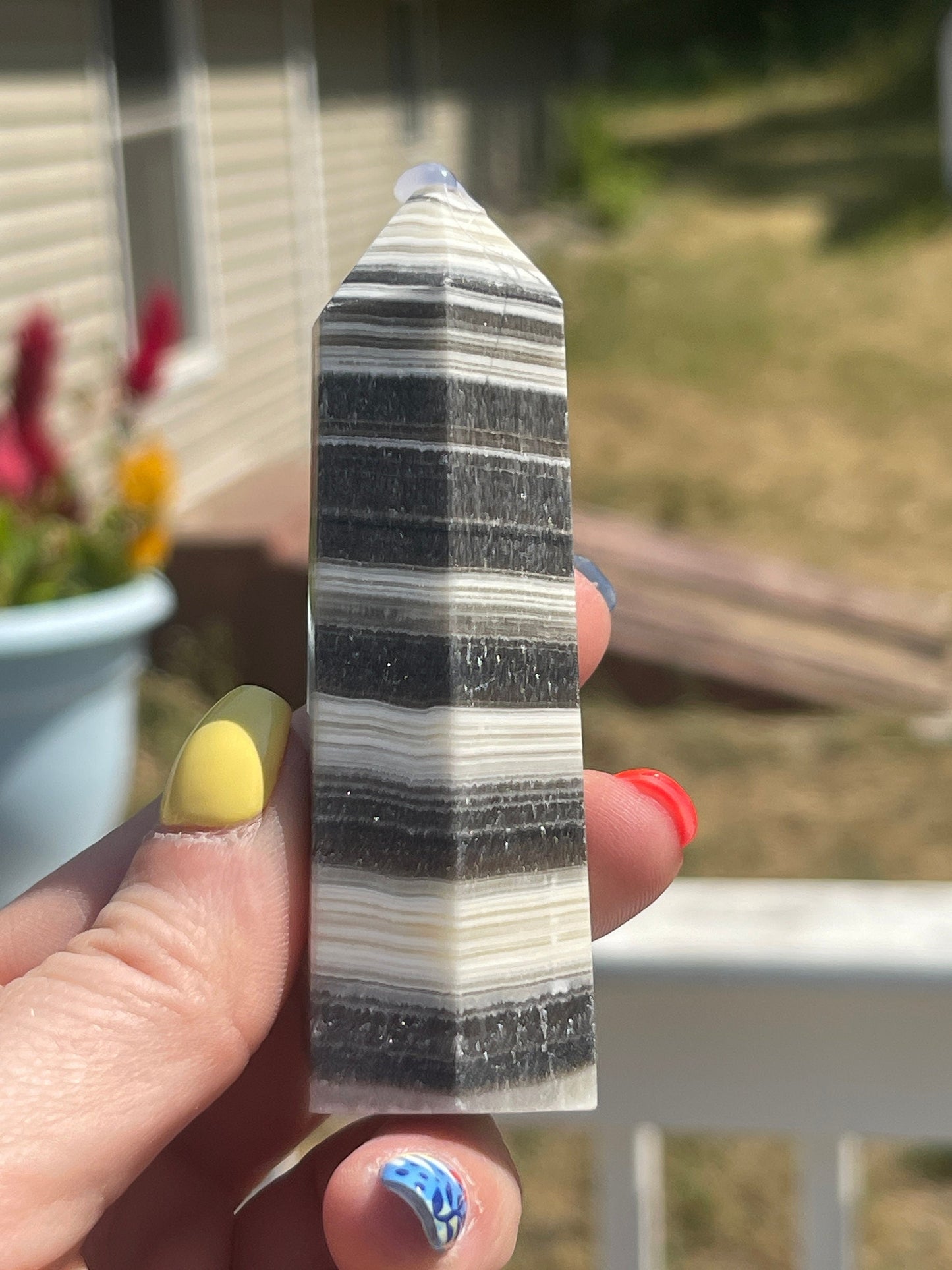 Zebra Calcite Tower: Stone of Motivation, Chakra Healing