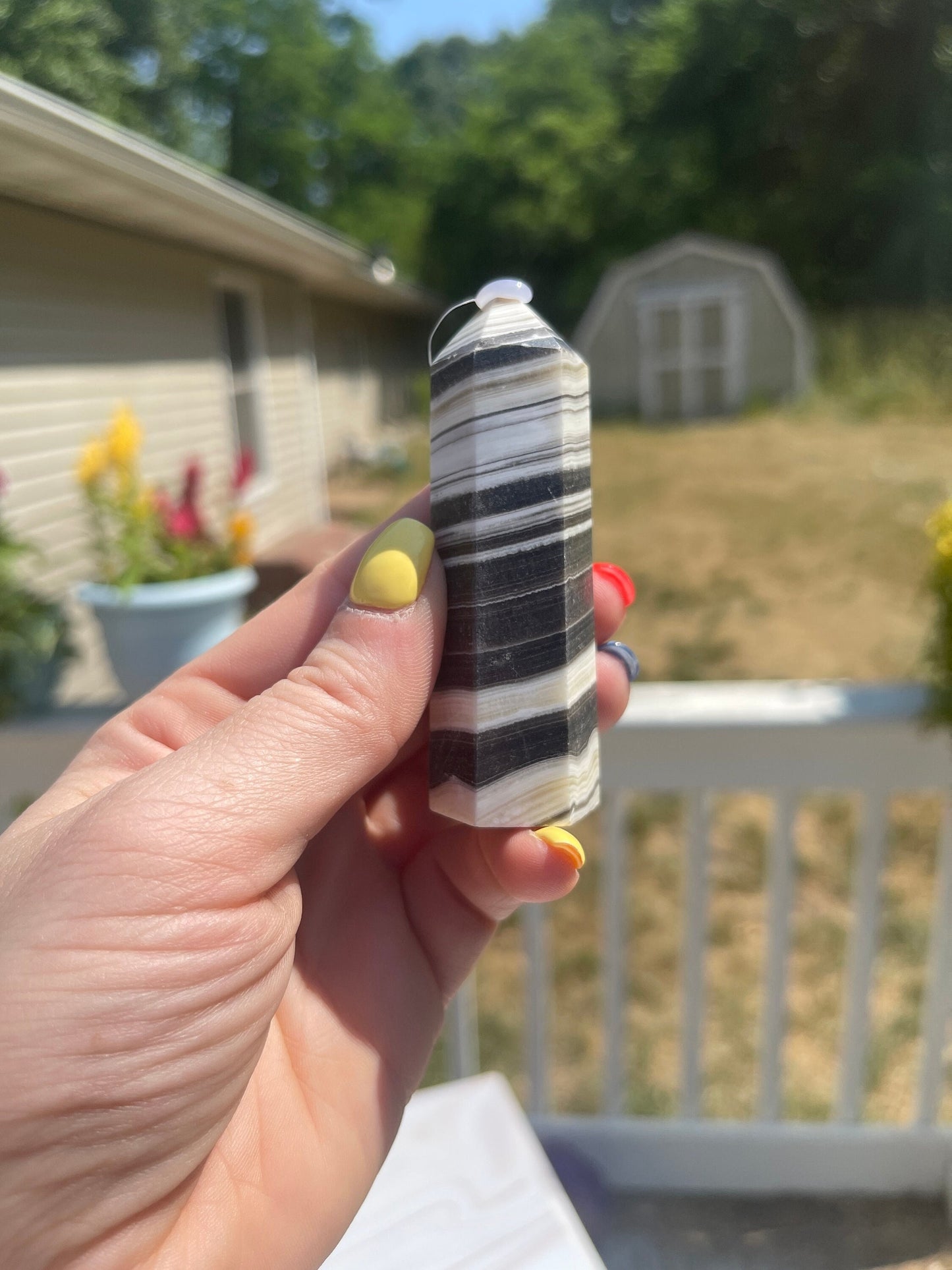 Zebra Calcite Tower: Stone of Motivation, Chakra Cleansing