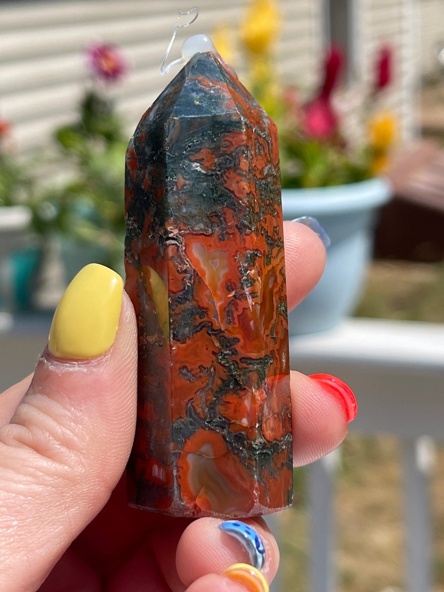 Carnelian Moss Agate Tower