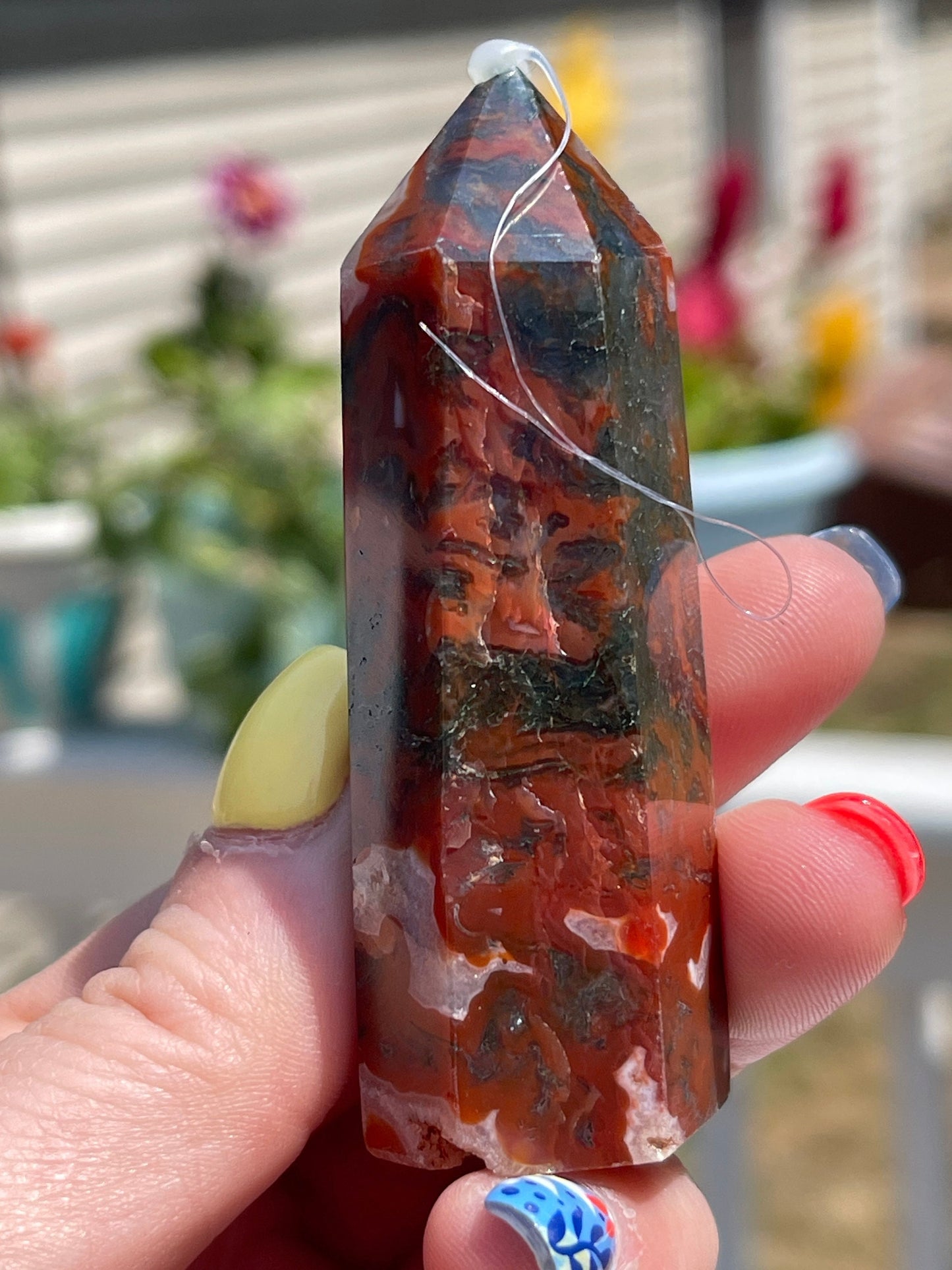Carnelian Moss Agate Tower