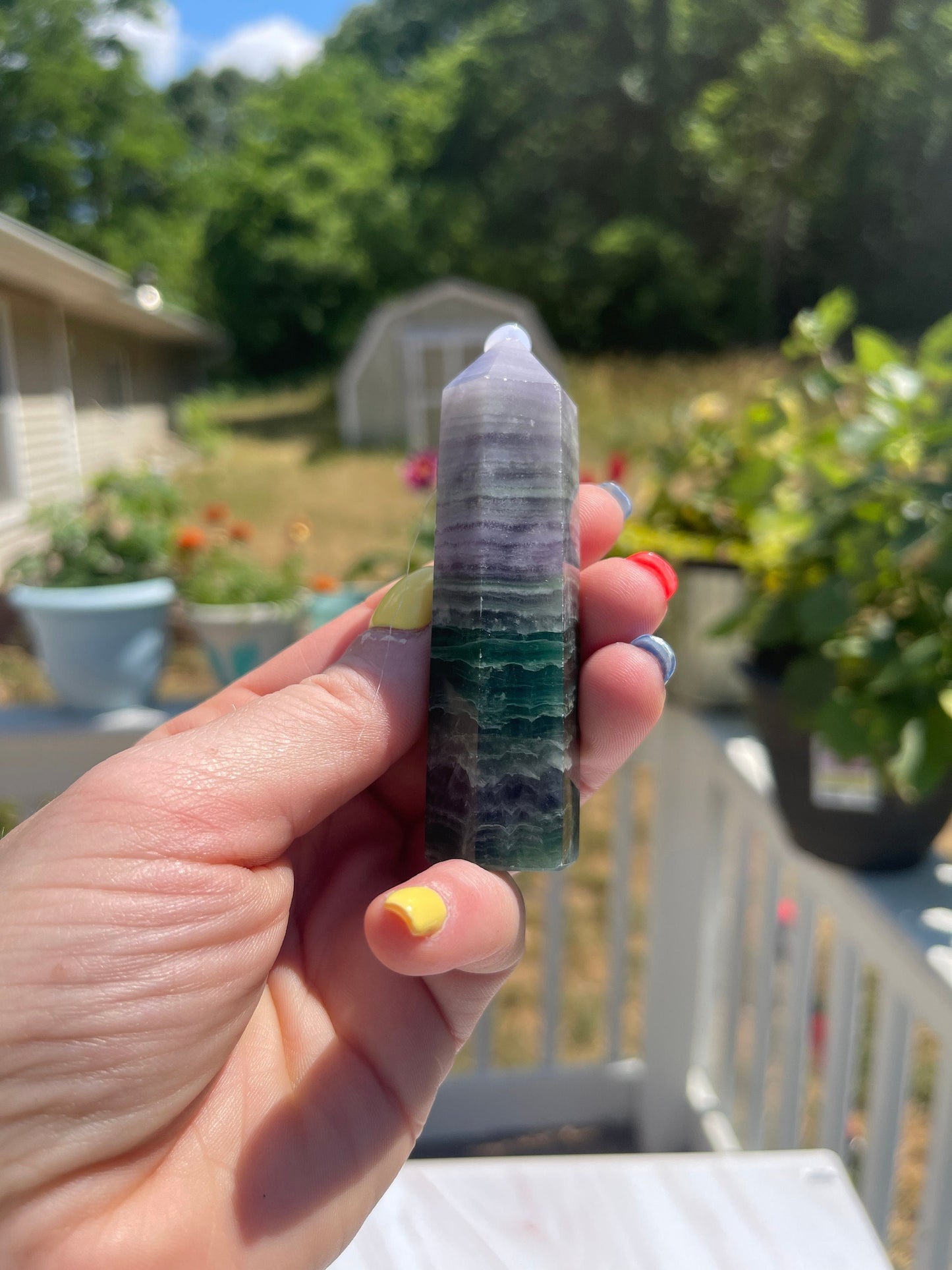 Silk Fluorite Crystal Tower