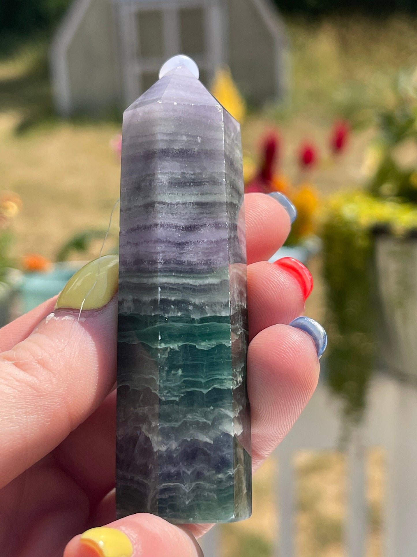 Silk Fluorite Crystal Tower
