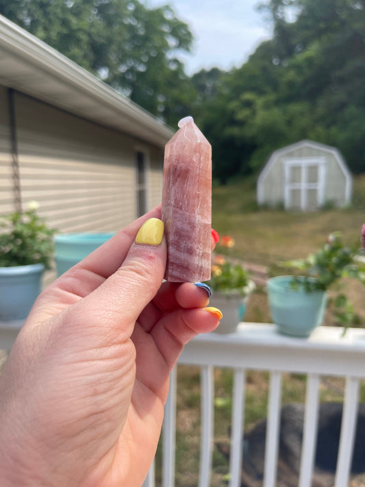 Rose Calcite Tower: Self-healing