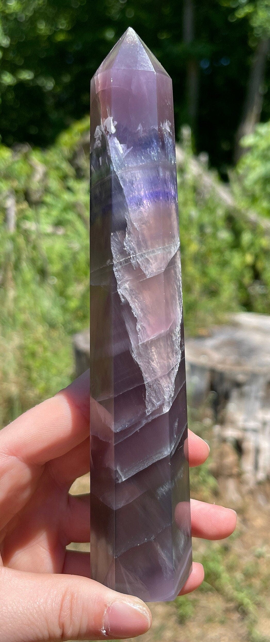 Rainbow fluorite tower
