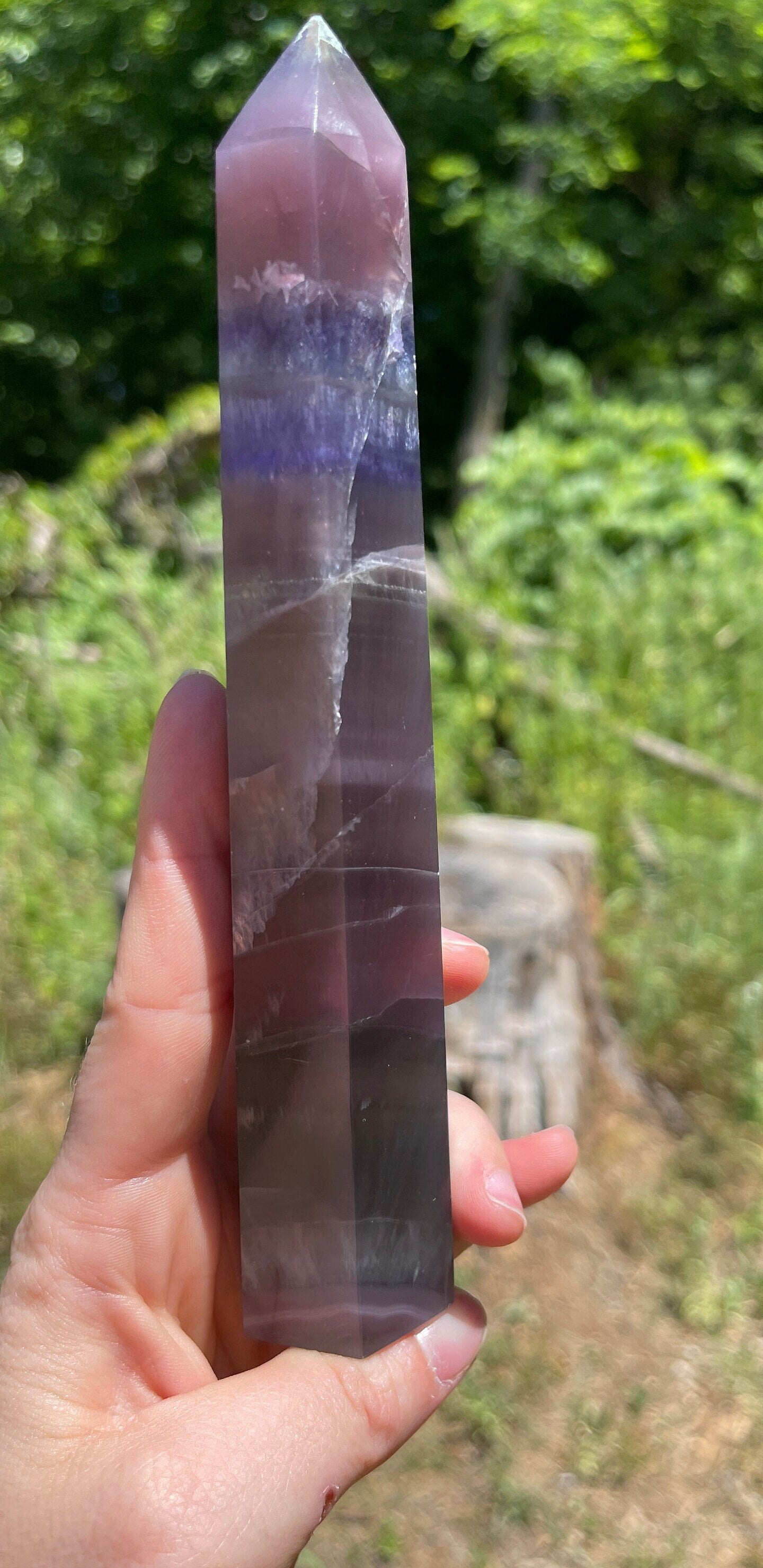 Rainbow fluorite tower