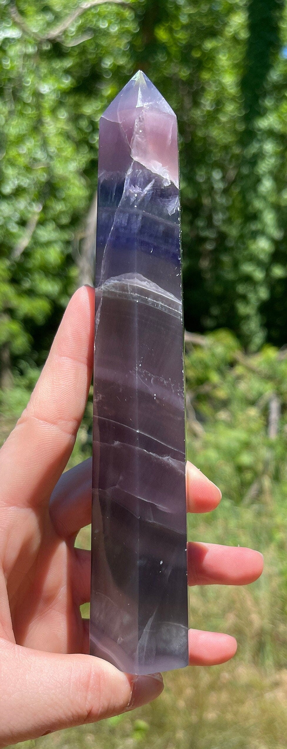 Rainbow fluorite tower