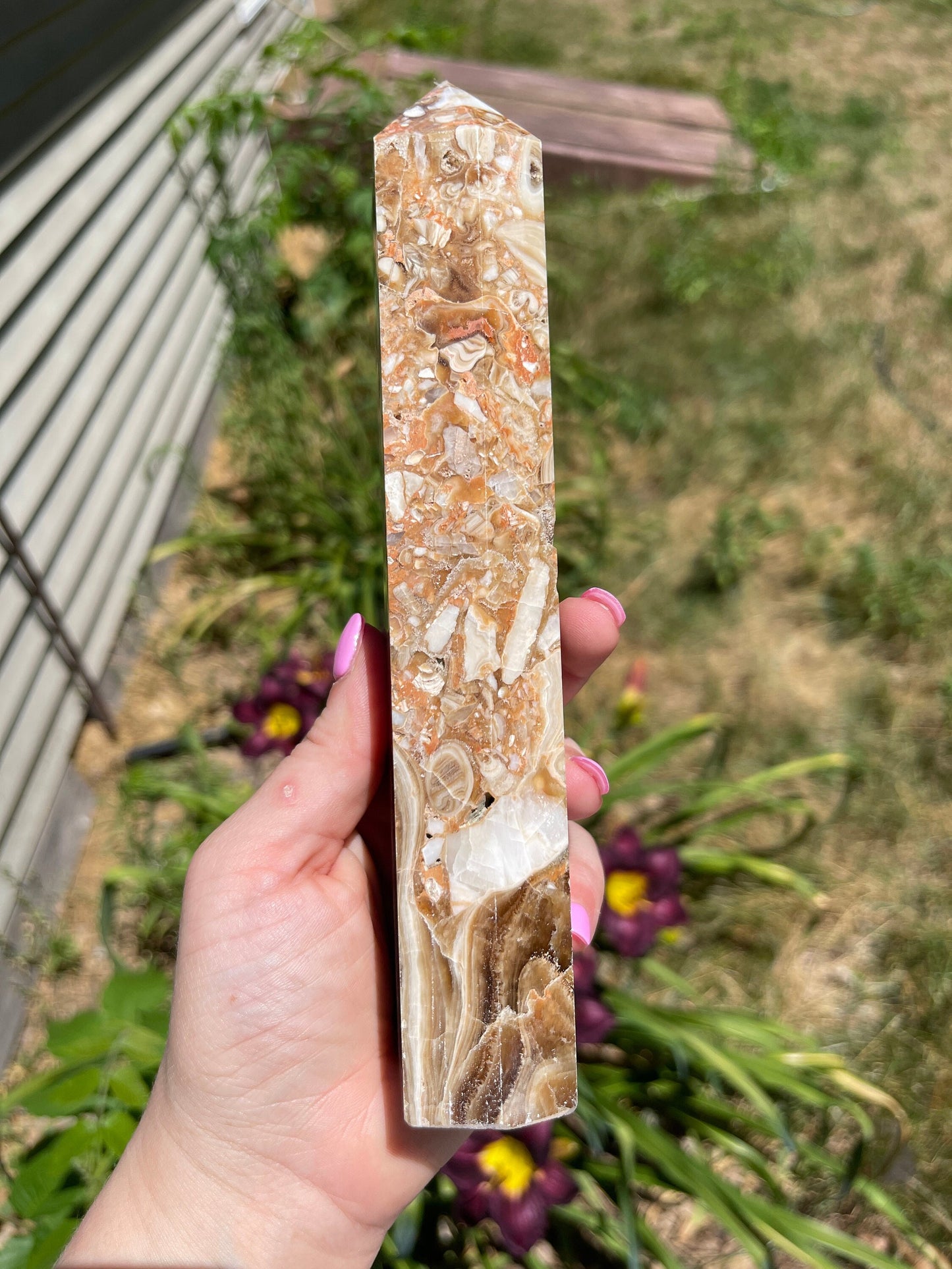 Chocolate Calcite Tower with Druzy