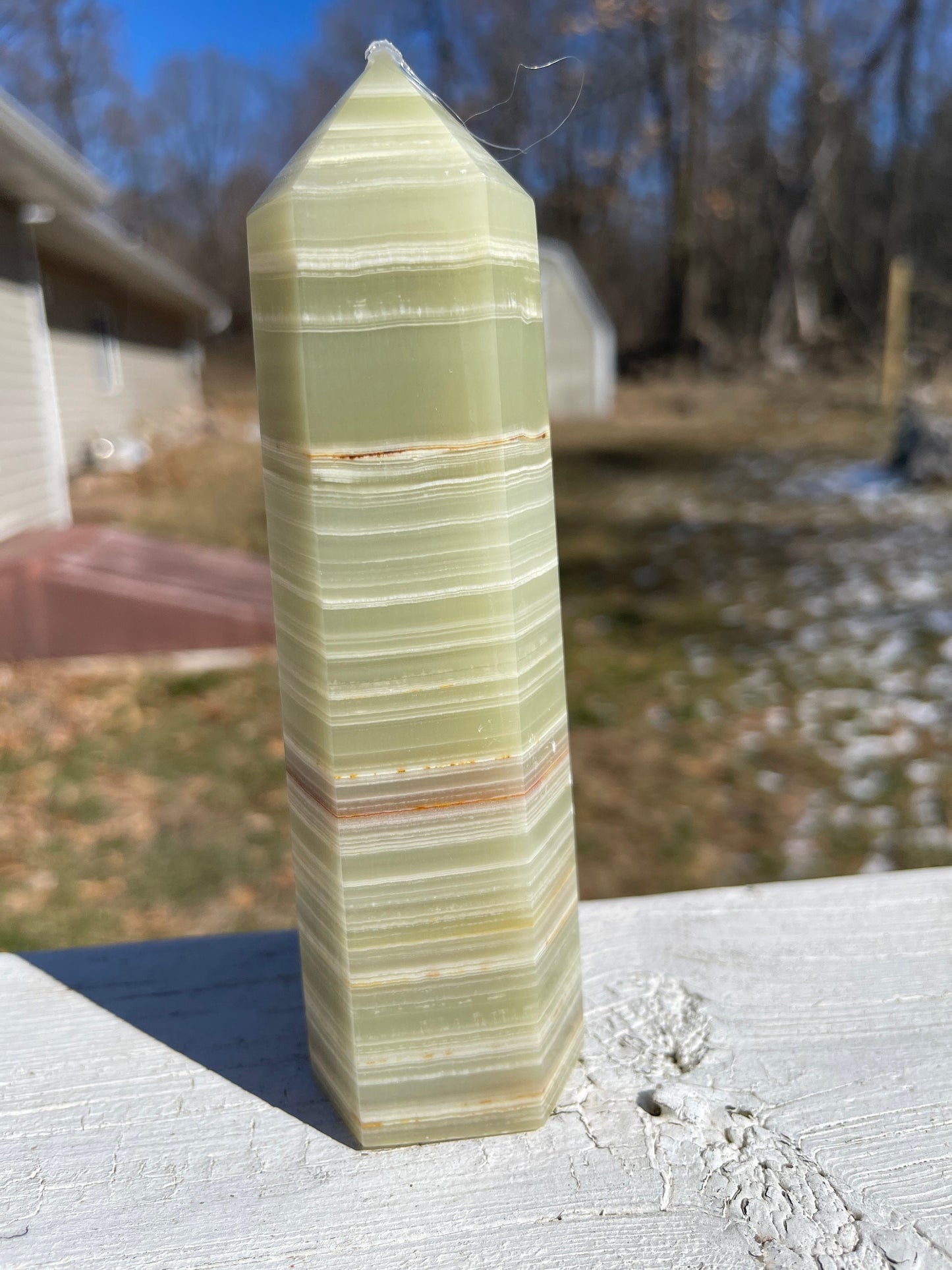 Banded Green Onyx Crystal Tower