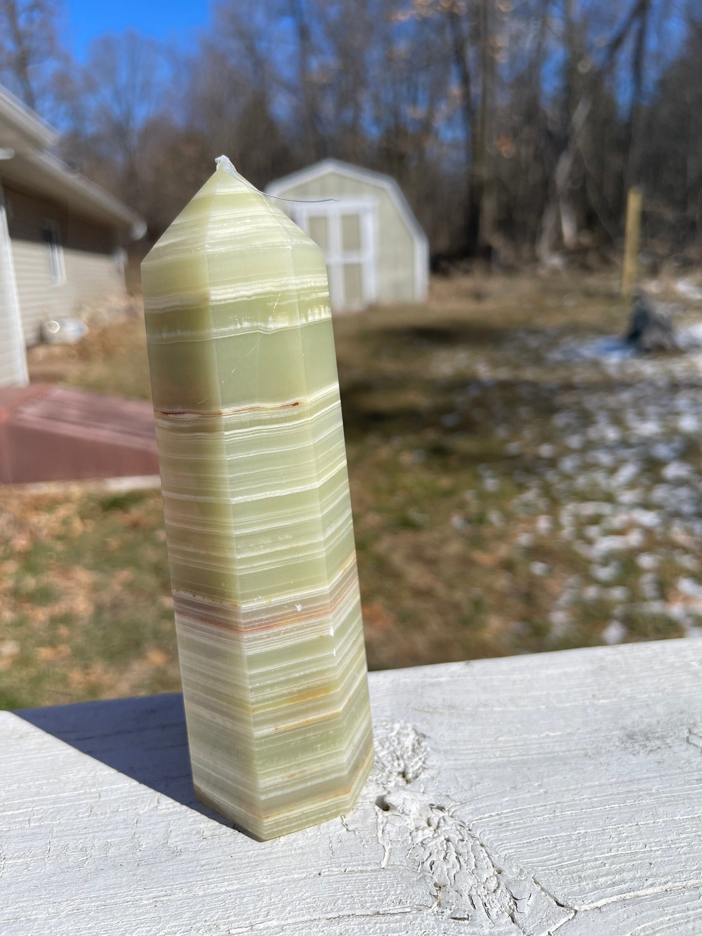 Banded Green Onyx Crystal Tower