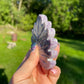 Lepidolite Crystal Leaf Carving