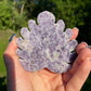 Lepidolite Crystal Leaf Carving