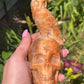 Large Calcite Skull with Owl Carving