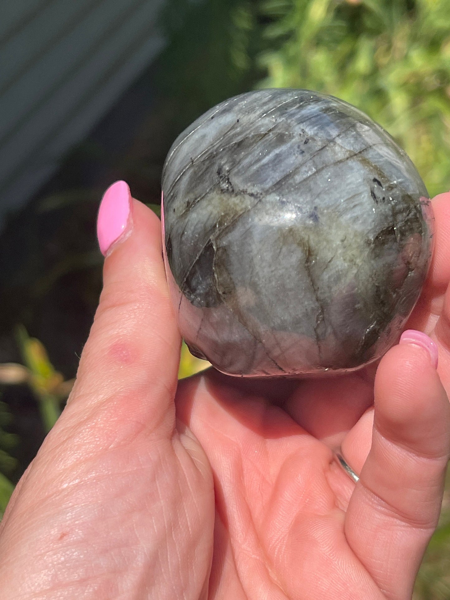 Labradorite Skull Carving with Blue Flash