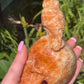 Large Calcite Skull with Owl Carving
