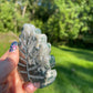 Moss Agate Crystal Leaf Carving