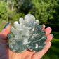 Moss Agate Crystal Leaf Carving