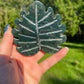 Moss Agate Crystal Leaf Carving