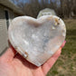 Pink flower agate heart bowl  | crystal carving | meditation crystal