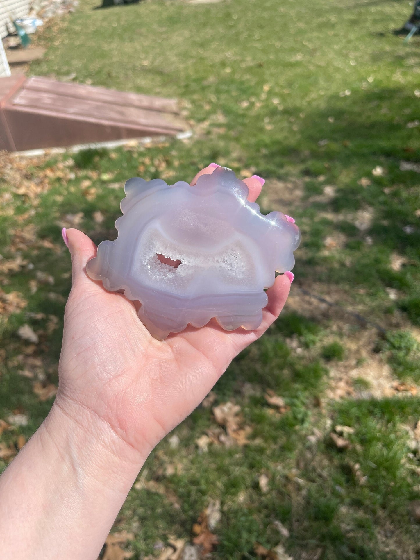 Druzy Agate Crystal Snowflake Carving