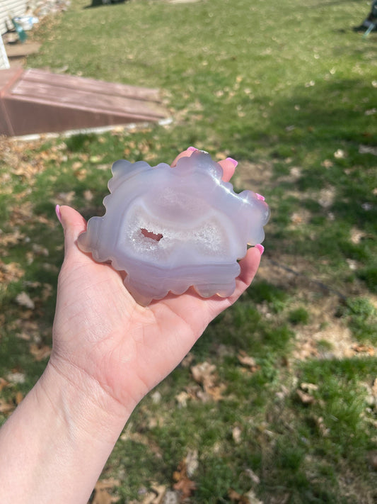 Druzy Agate Crystal Snowflake Carving