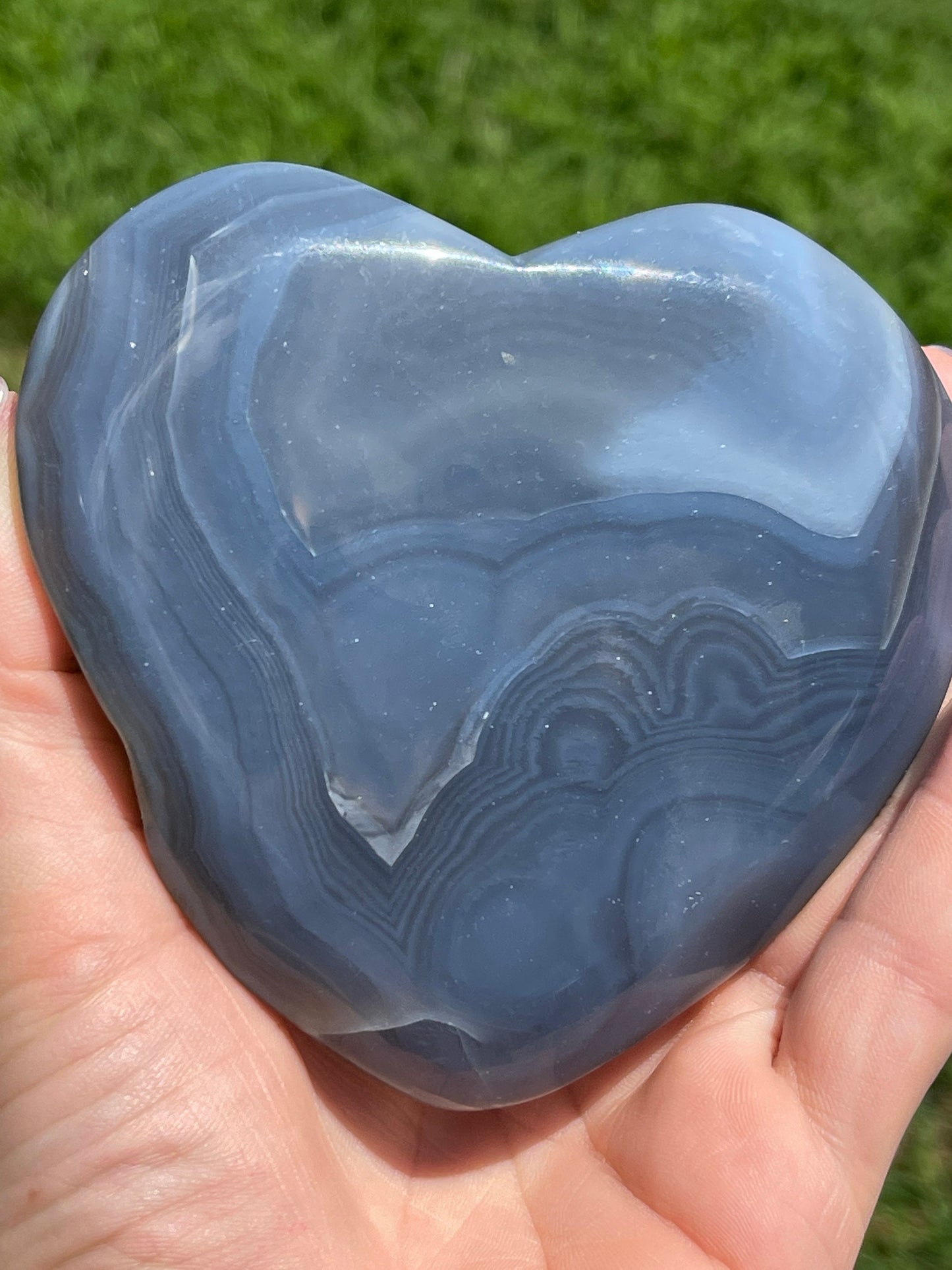 Blue Agate Heart Carving
