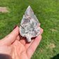 Flower Agate Leaf Carving with Druzy
