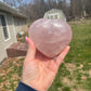 Rose Quartz Crystal Heart Carving with Rainbow Flash