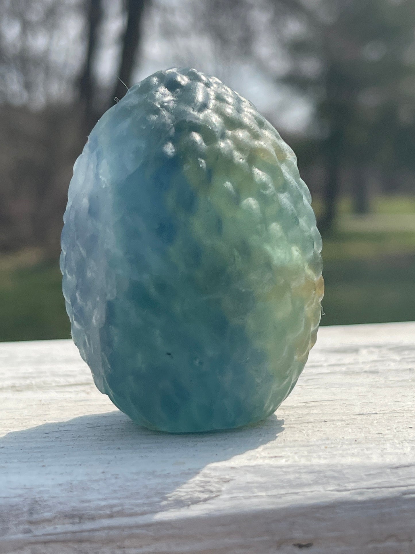 Green Fluorite Crystal Dragon Egg Carving