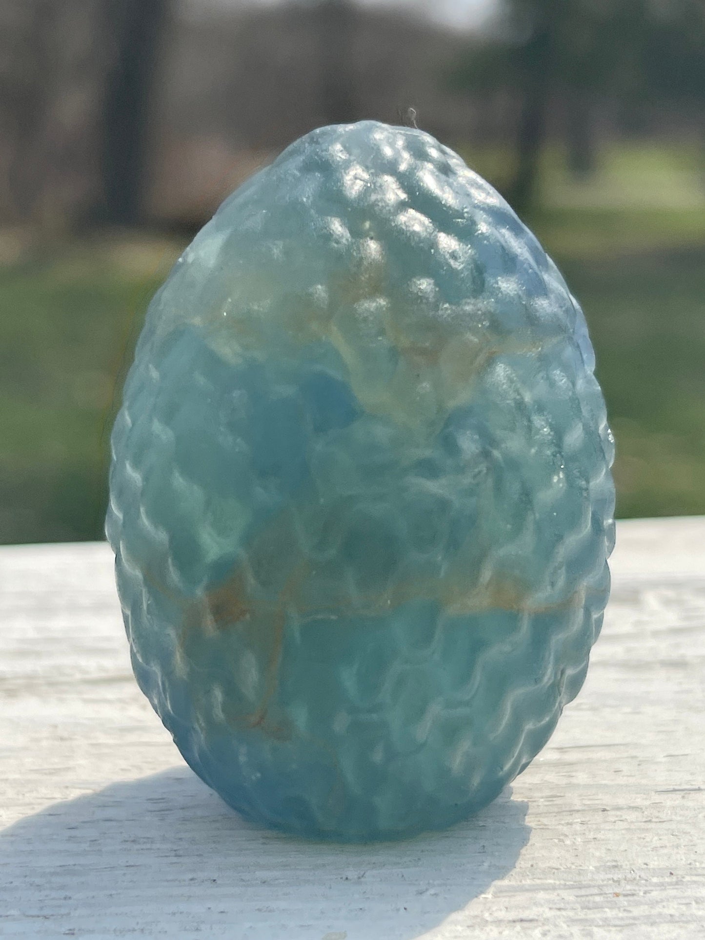 Green Fluorite Crystal Dragon Egg Carving
