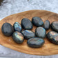 Purple Flash Labradorite Palm Stone: Meditation Crystal