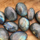 Purple Flash Labradorite Palm Stone: Meditation Crystal