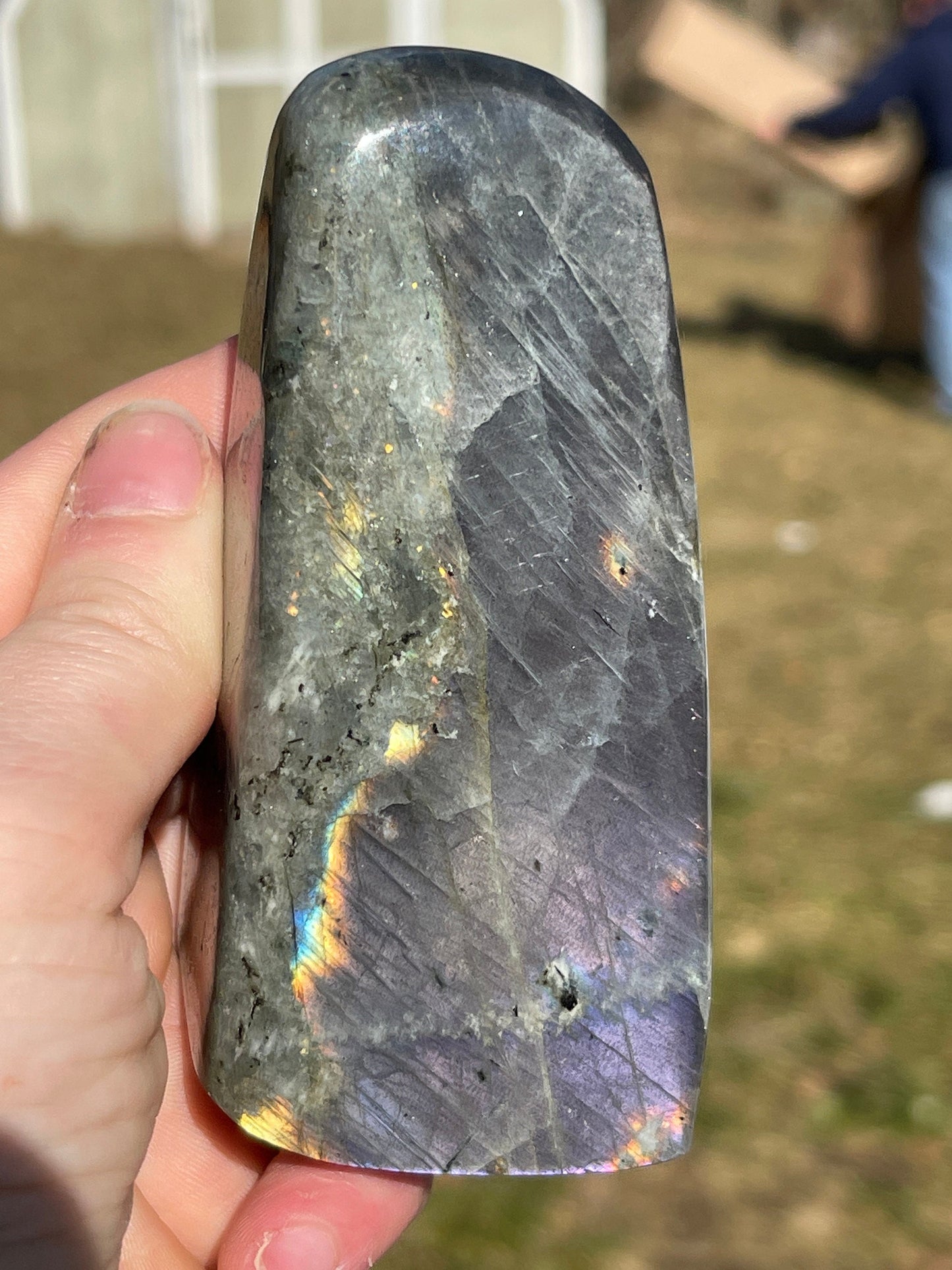 Purple Flash Labradorite Crystal Freeform Carving: 10.8oz