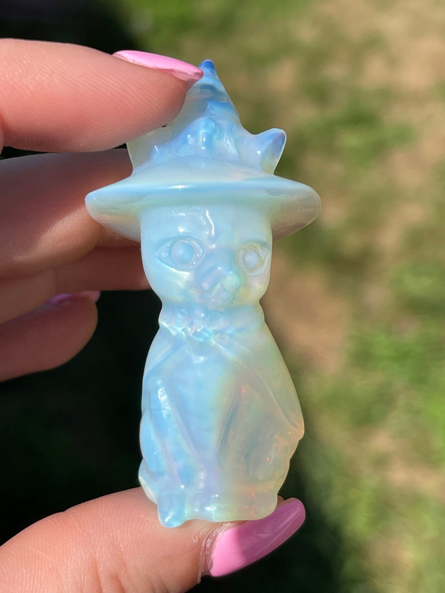Opalite halloween cat carving