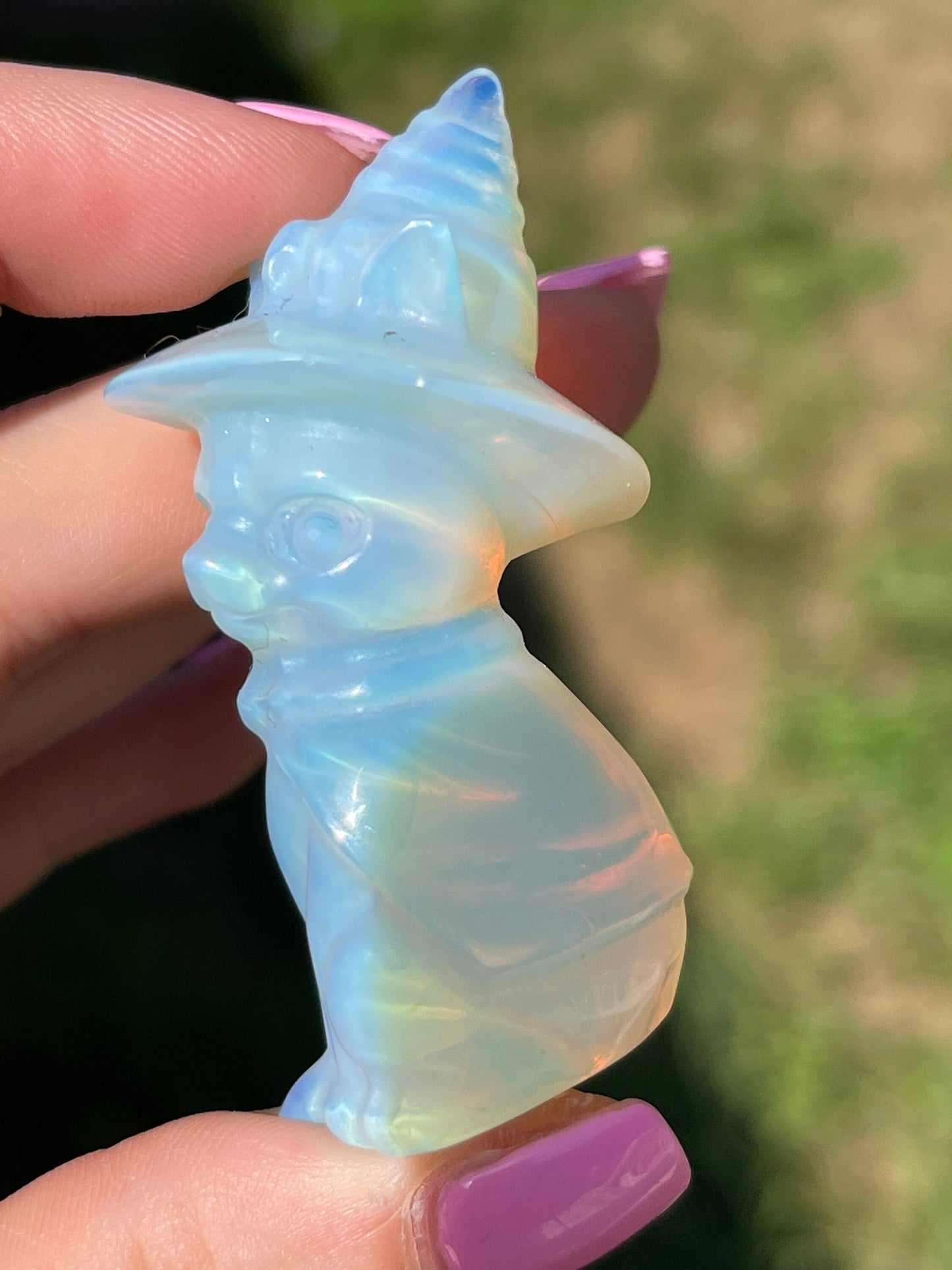 Opalite halloween cat carving