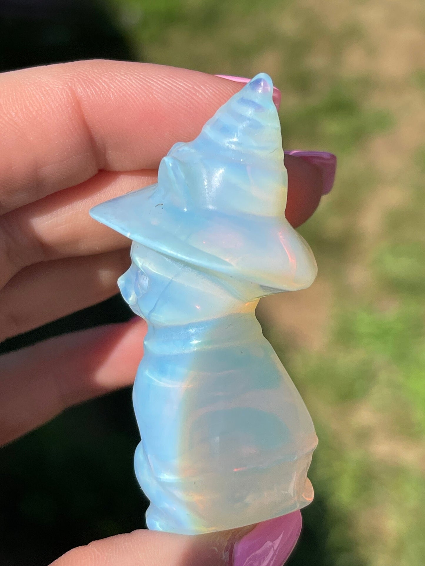 Opalite halloween cat carving