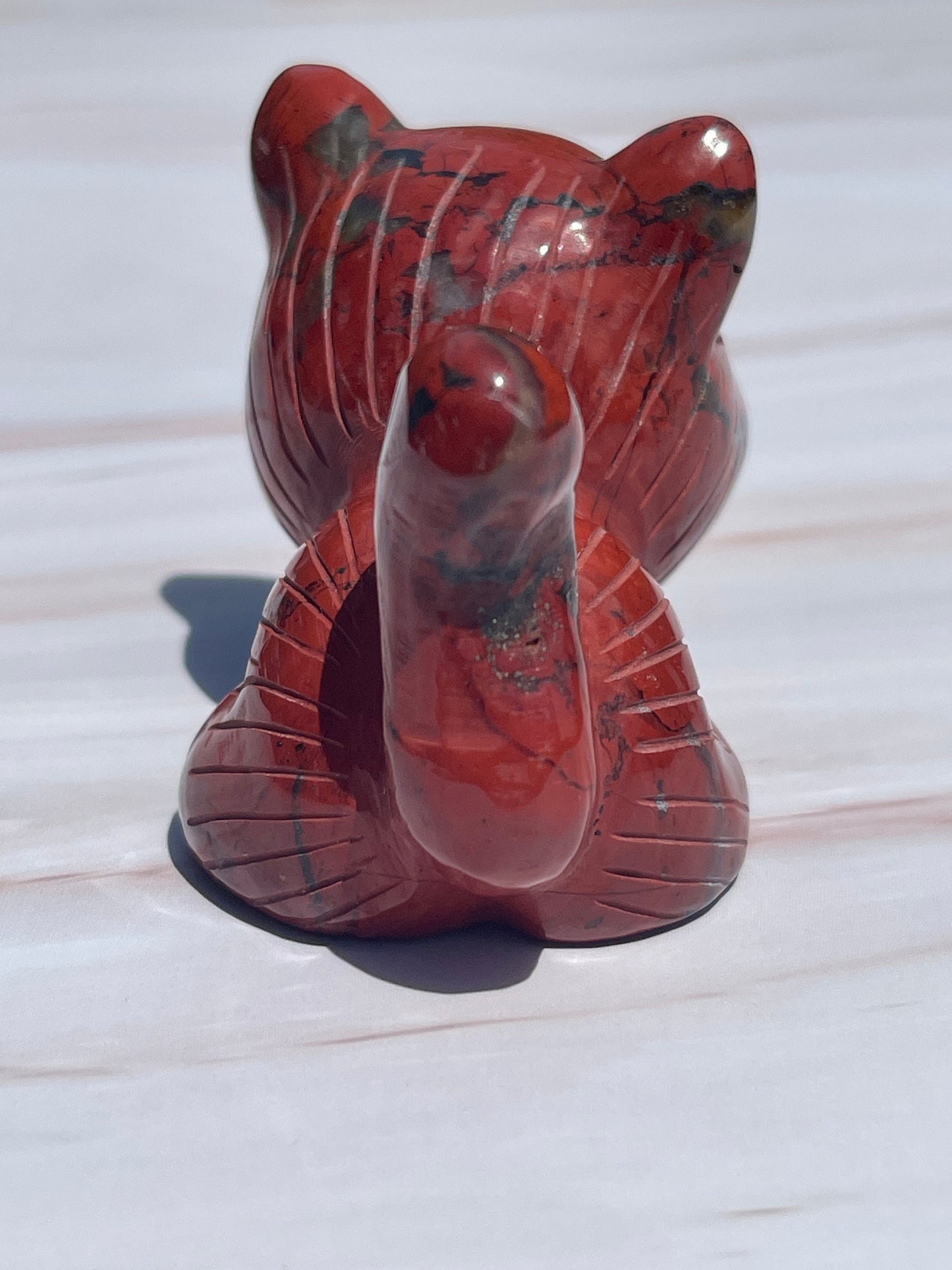 Red Jasper Crystal Cat Carving