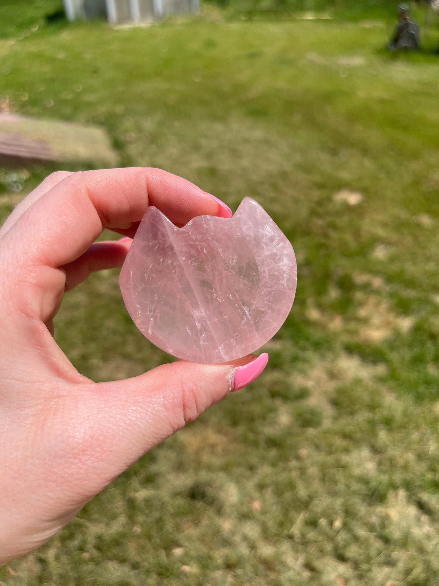 Rose Quartz Crystal Cat Carving: Meditation Stone, Animal Figurine