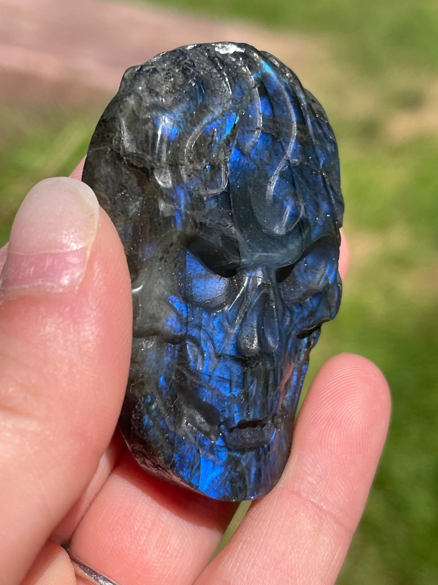 Labradorite Halloween Skull Carving