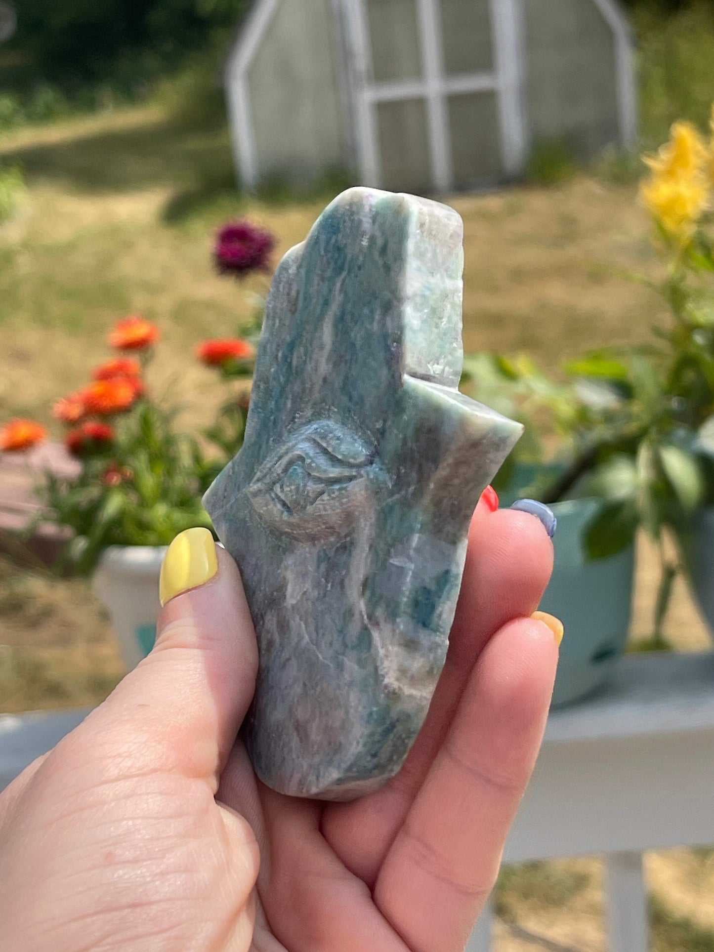 Blue Yooperlite Hamsa Hand Carving