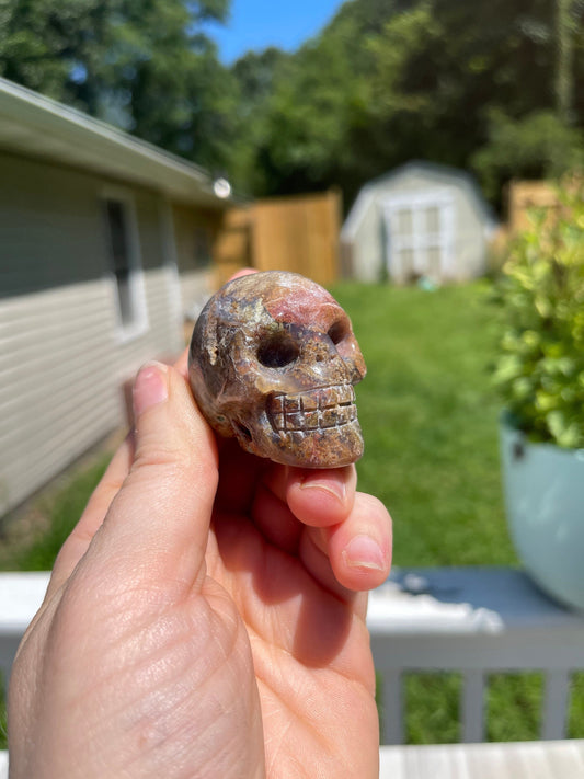 Ocean Jasper Skull Carving