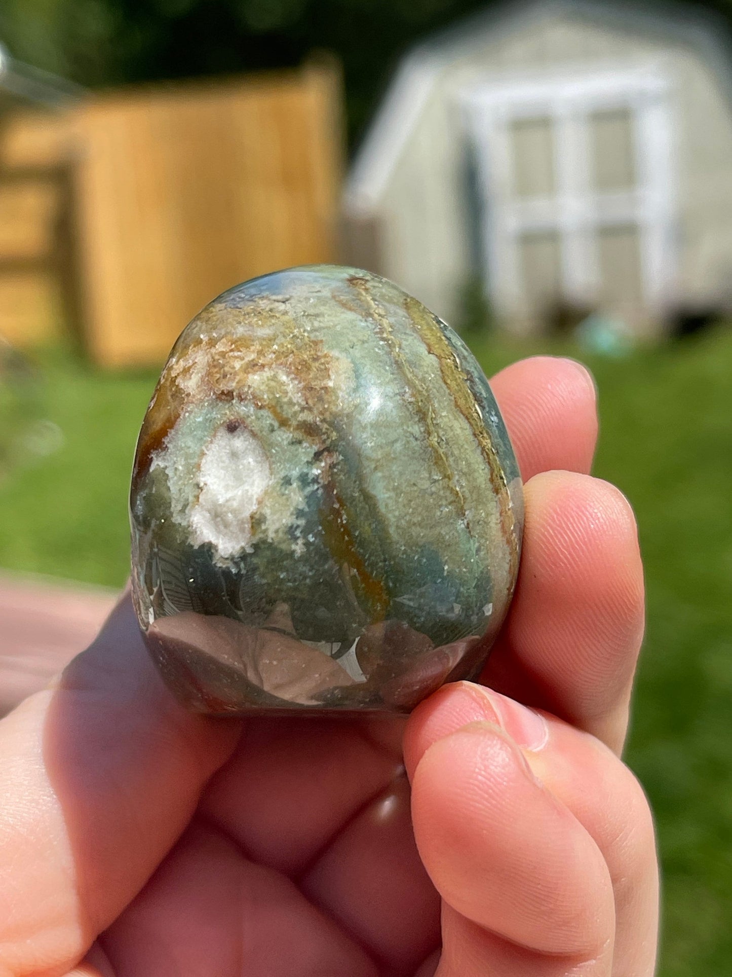 Ocean Jasper Skull Carving