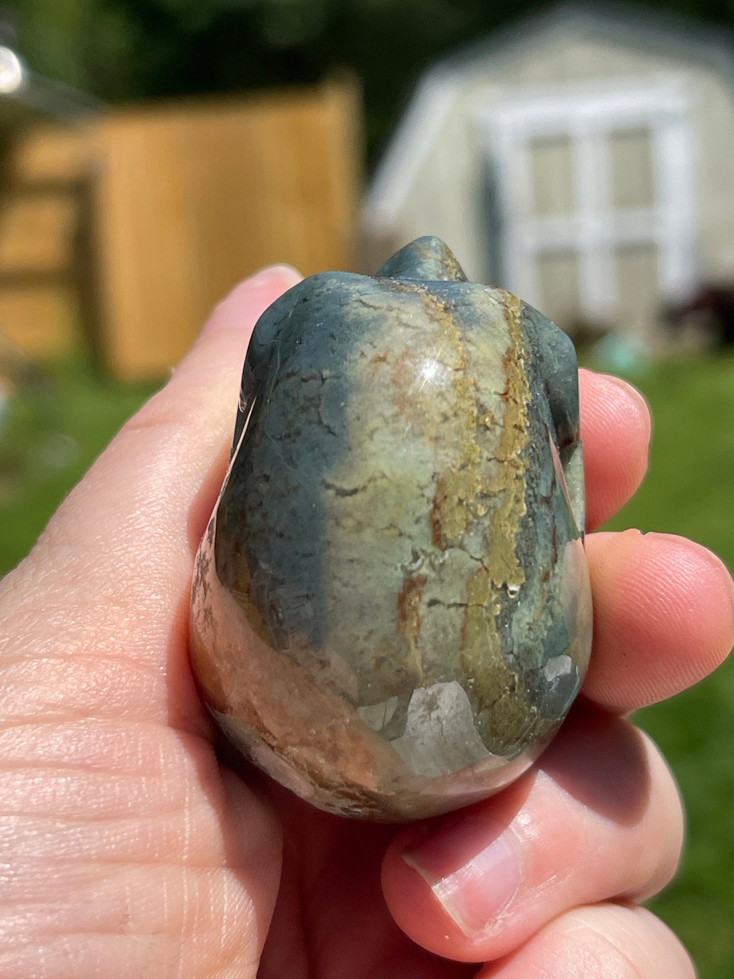 Ocean Jasper Skull Carving