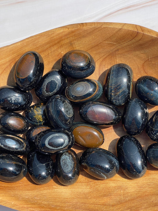 Blue Tiger Eye Tumbled Stone: Chakra Meditation Crystal