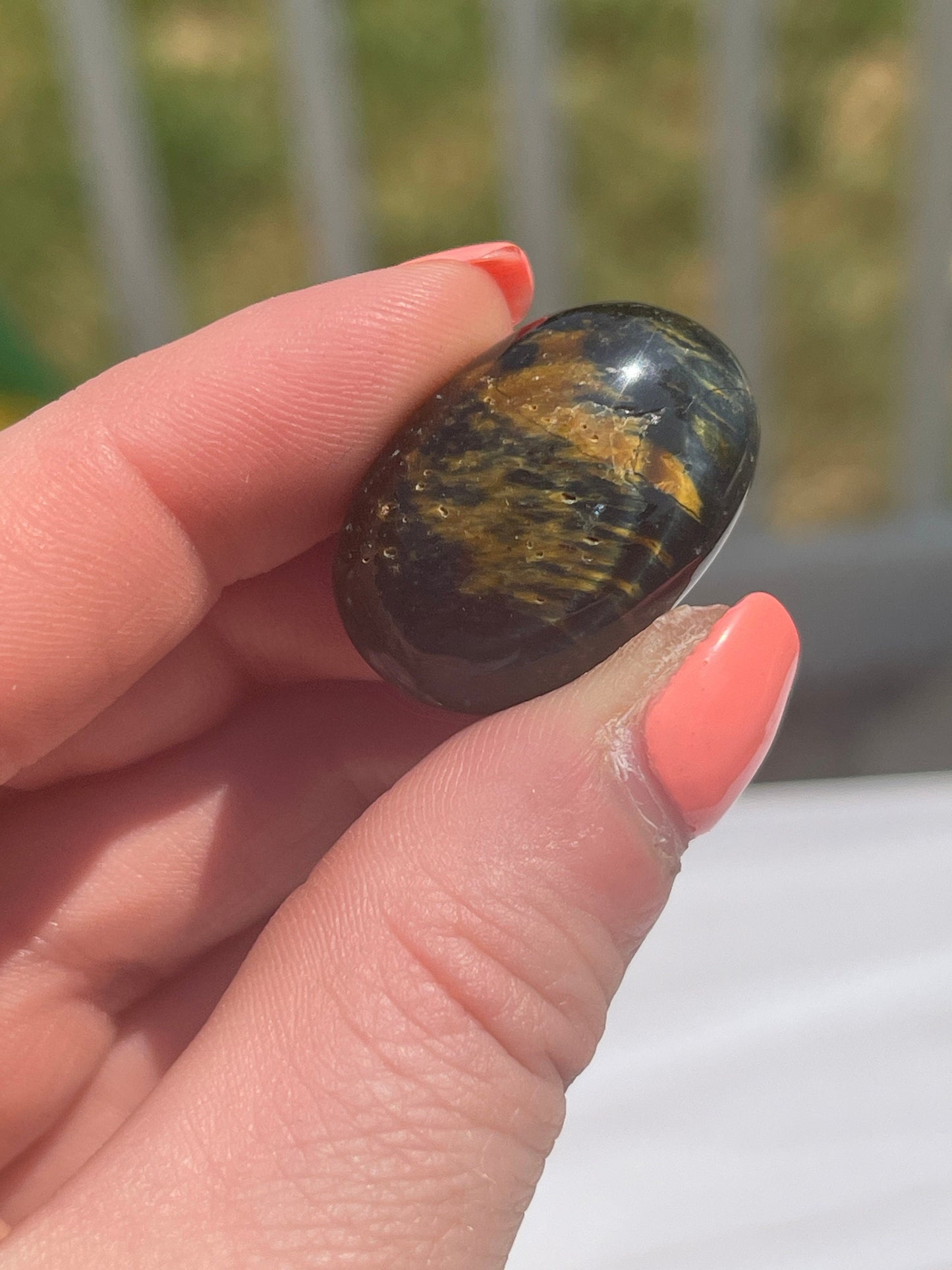 Blue Tiger Eye Tumbled Stone: Chakra Meditation Crystal