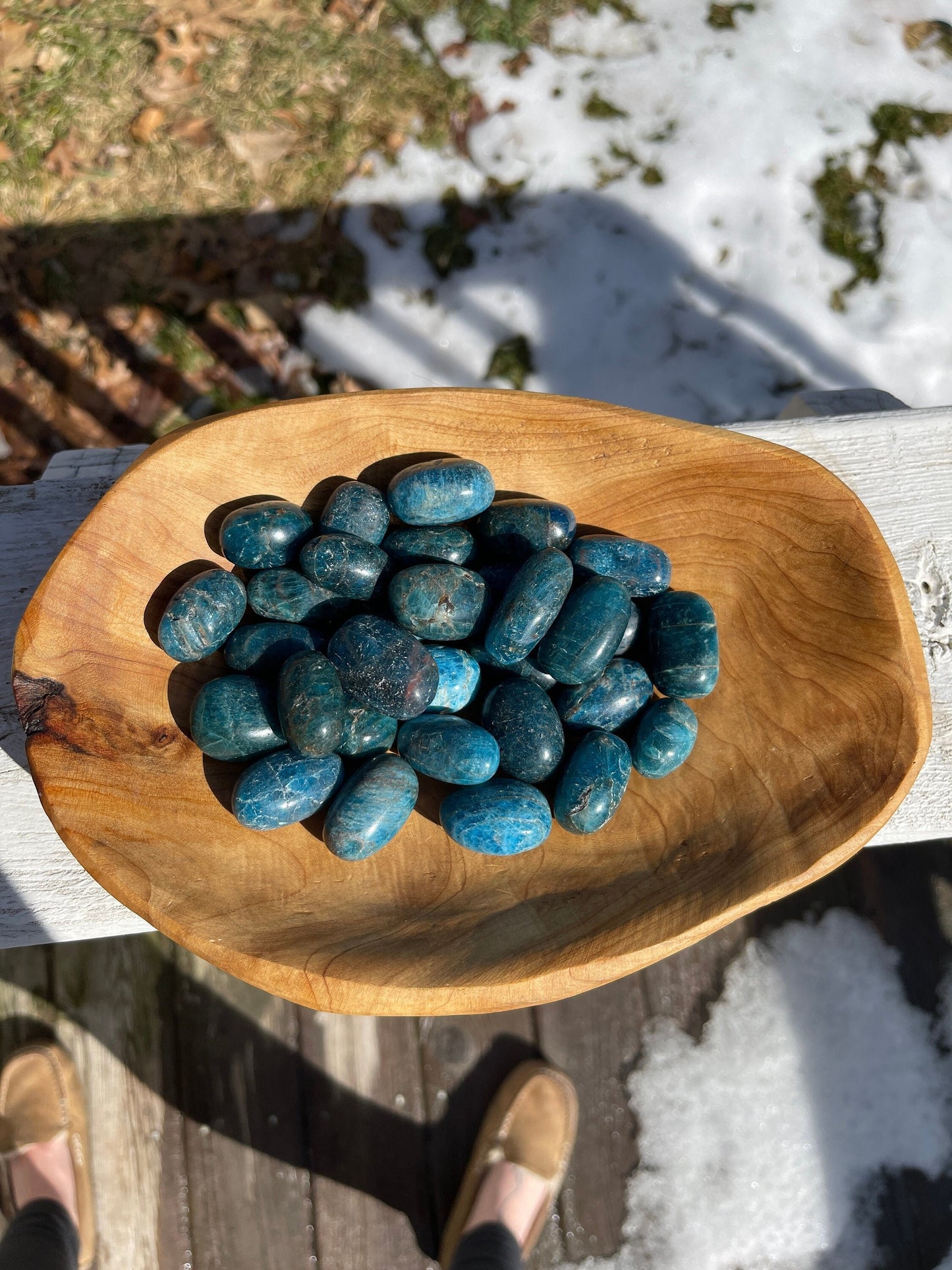 Blue Apatite Crystal Tumble: Pocket Stone Carving