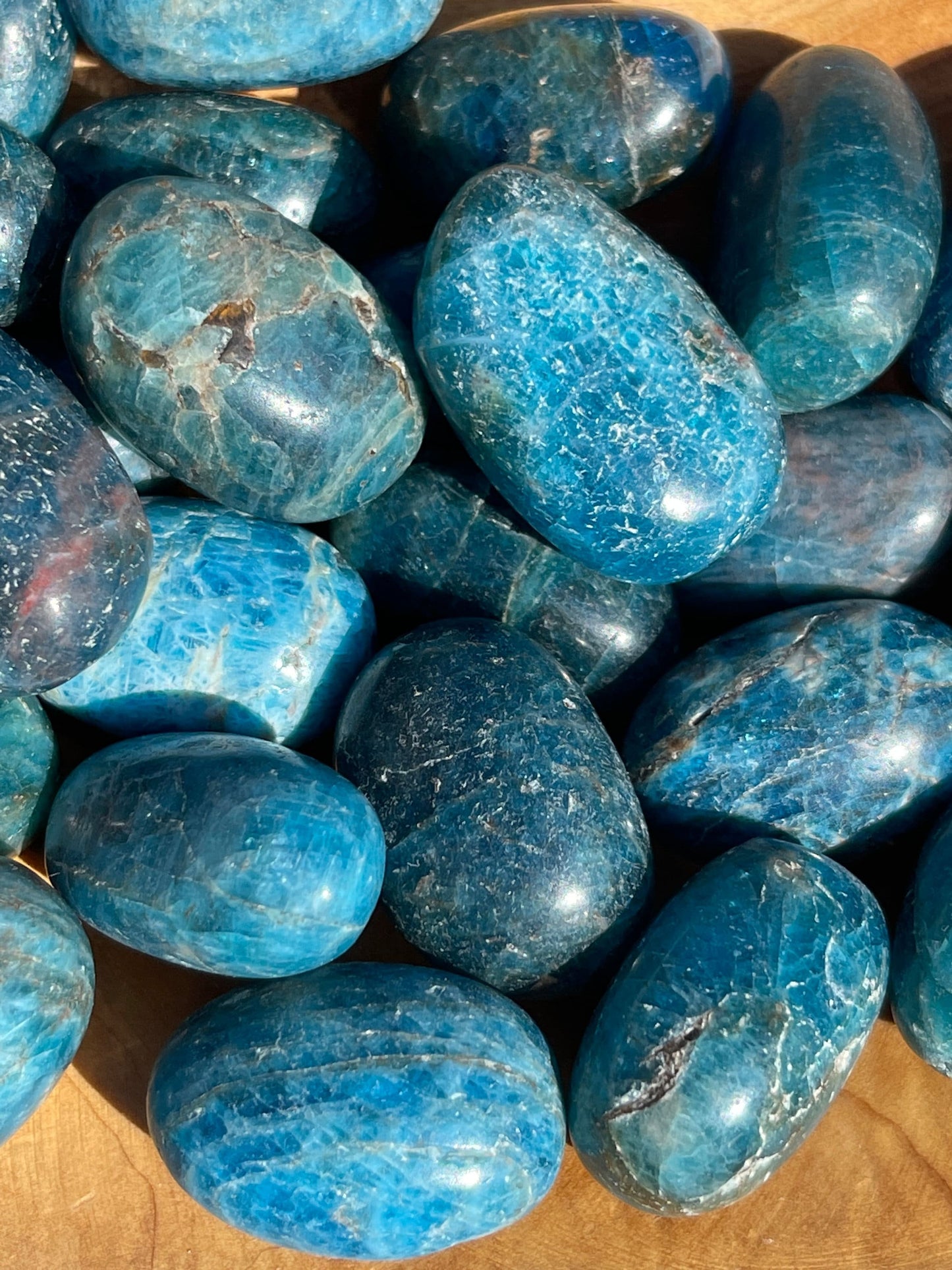 Blue Apatite Crystal Tumble: Pocket Stone Carving